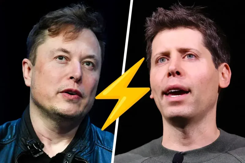 Le PDG d'OpenAI, Sam Altman, et le PDG de X, Elon Musk.