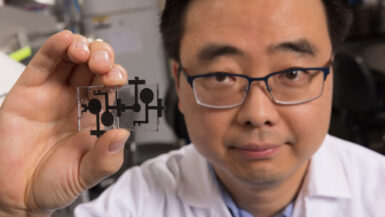 Professor Seokheun “Sean” Choi's new “plug-and-play” biobattery that lasts for weeks at a time and can be stacked to improve output voltage and current.
