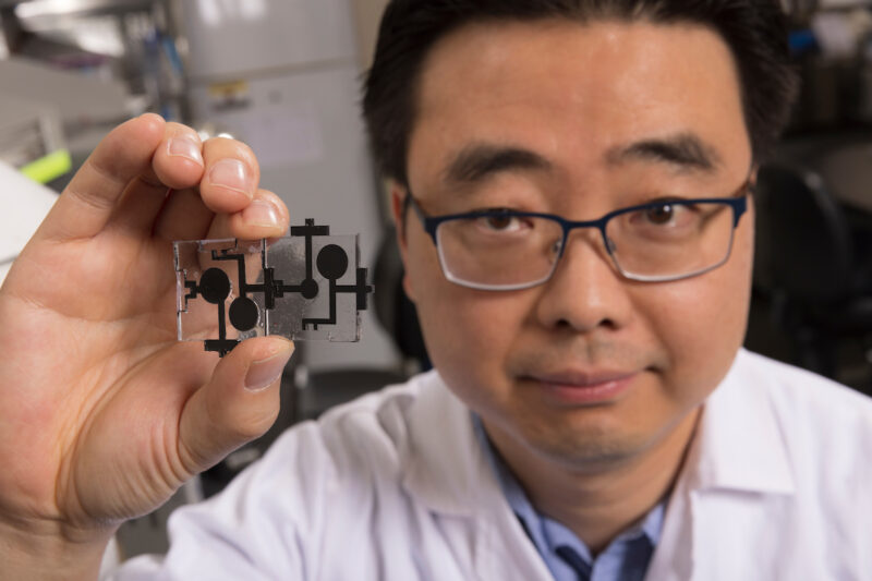 Professor Seokheun “Sean” Choi's new “plug-and-play” biobattery that lasts for weeks at a time and can be stacked to improve output voltage and current.